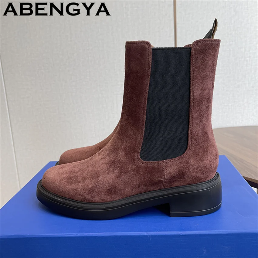 

Women's Boots 2025 Trend Winter Shoes For Woman Punk Boots Ankle Low Heels Botas Mujer Waterproof Boots Real Leather Shoes Mujer