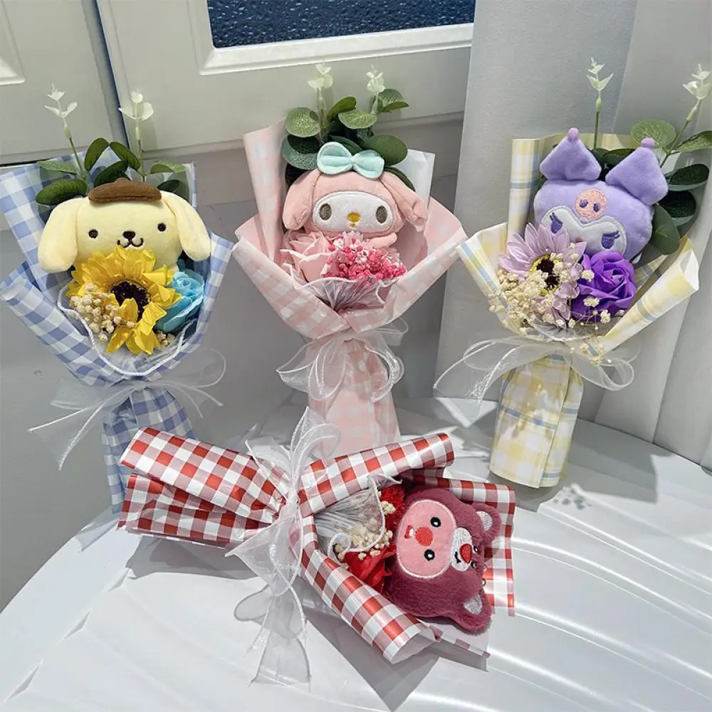 

Милый Sanrio My Melody Kawaii светящийся букет мультяшные куклы Куроми аниме игрушки плюшевый букет подруги фестиваль подарок детский день