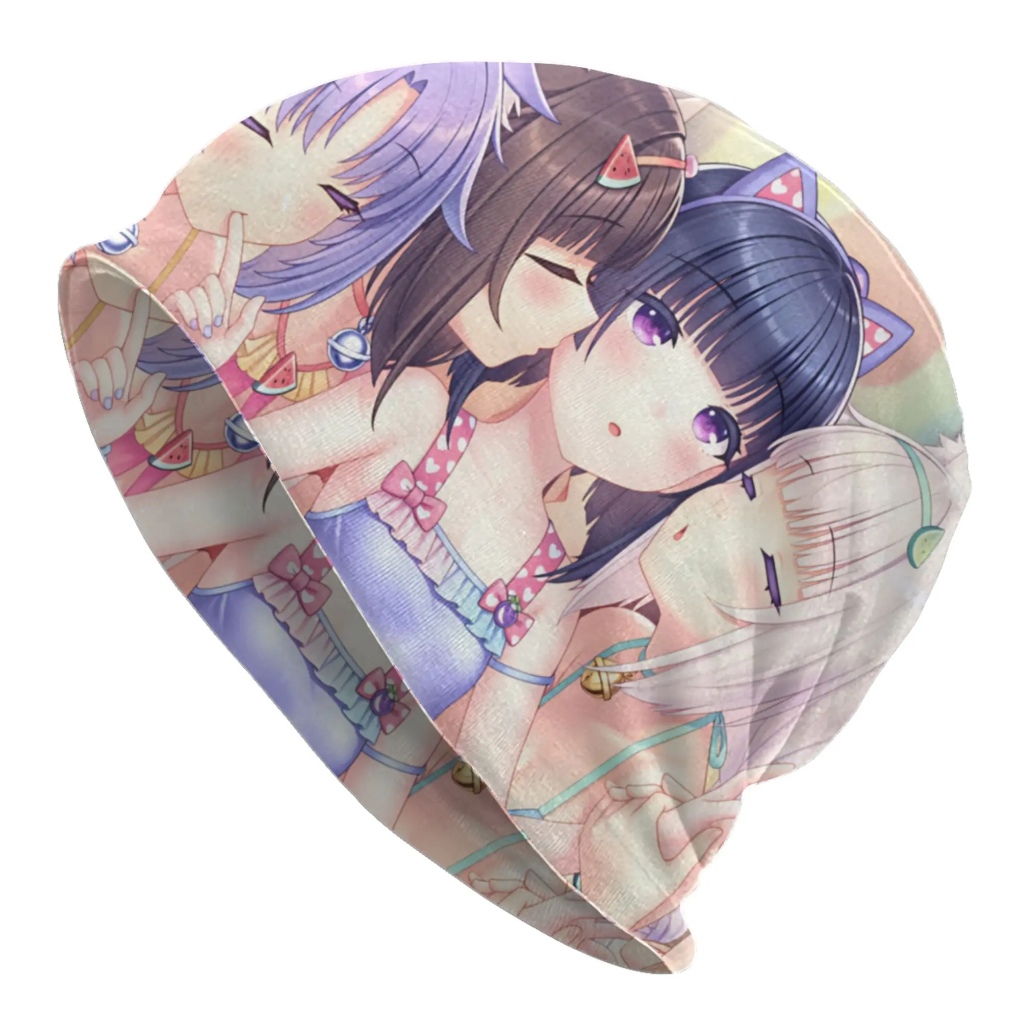 N-Nekopara Chocola Vanilla Maple Skullies Beanies Caps Unisex Winter Warm Knit Hat Fashion Adult Cinnamon Bonnet Hats Ski Cap
