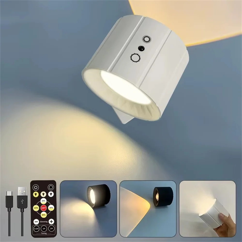 USB Rechargeable Double Side Wall Lamp 3 Color in 1 Indoor Led Spotlight with Remote Controller Magnetic Base for Bedroom,Foyer