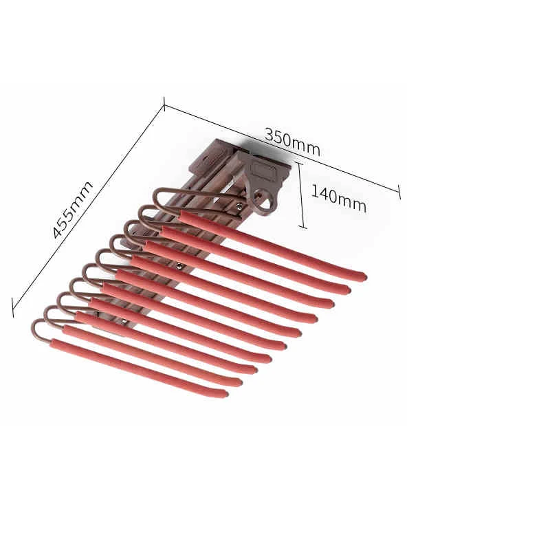 Wardrobe pull-out anti slip pants rack,damping slide rail,Top/side mounted hanging pants telescopic rack double/single row