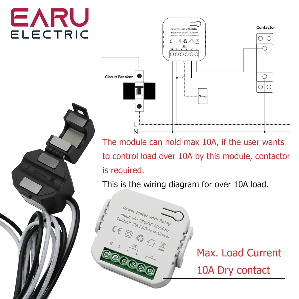 Imagem -04 - App Tuya-medidor de Energia Wi-fi Bilateral Bidirecional Inteligente com Relé Monitor de Consumo de Eletricidade ct Kwh Clamp ac 110v 220v