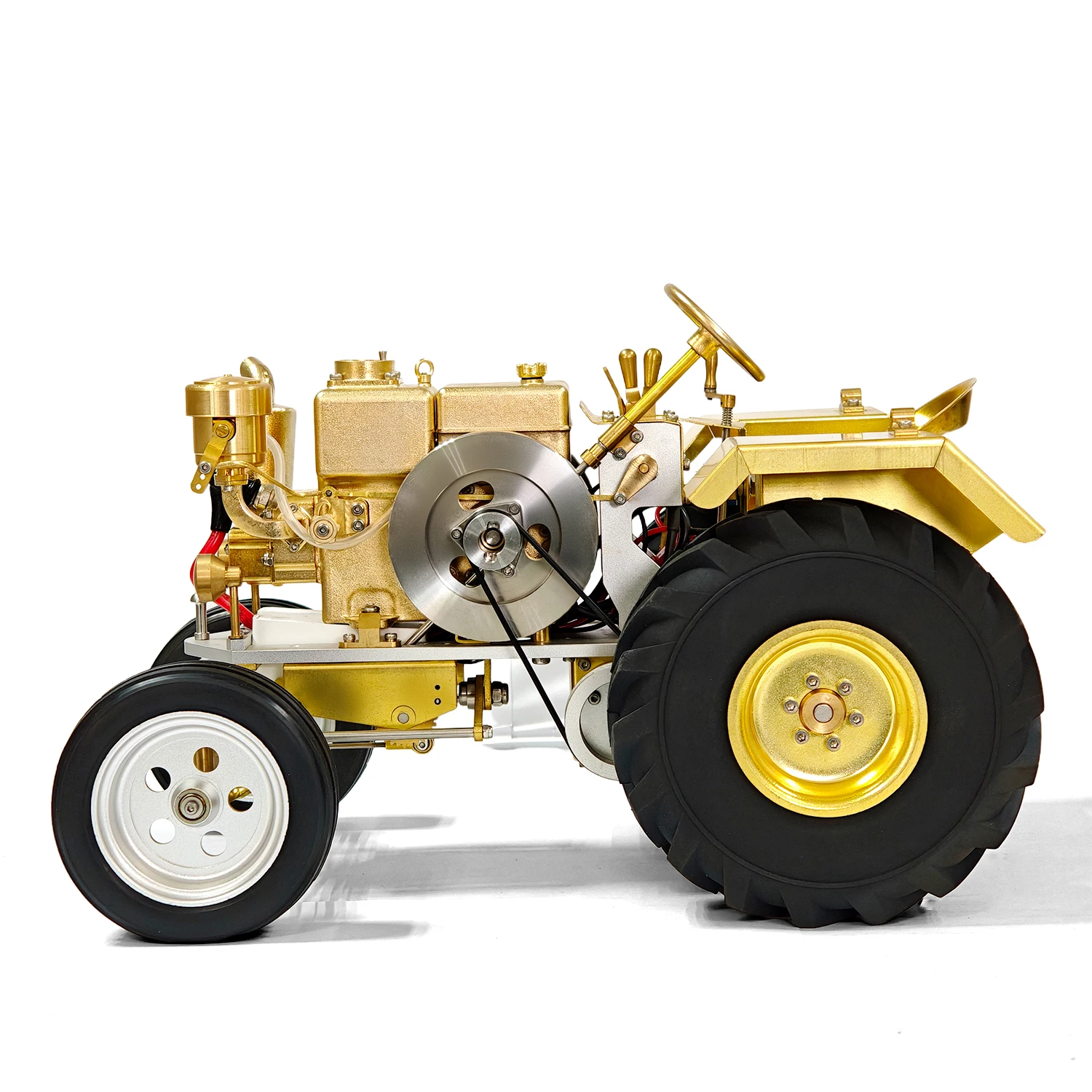 T26 Mini Einzylinder-Traktormodell Kleiner Benzinbetriebener Traktor Simuliertes Spielzeugauto Ornament Geschenk für Jungen