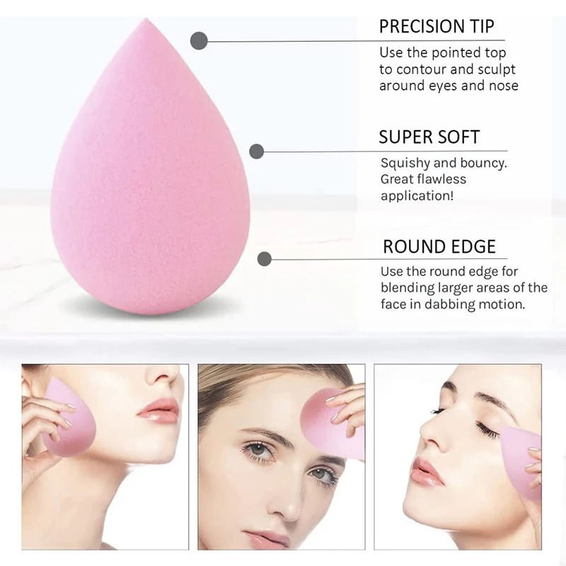 Esponjas de maquiagem reutilizáveis de 10 pacotes - Liquidificadores sem látex absorventes de água, fáceis de limpar - Escolha econômica para maquiagem diária