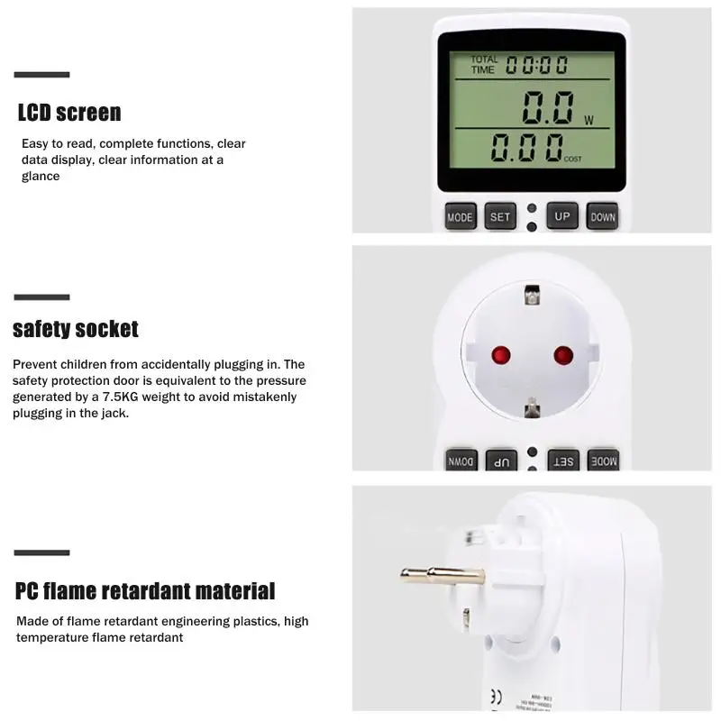 

European And US Plug-in Power Metering Socket, Smart Metering Socket, Non-Backlit Voltage And Ampere Meter