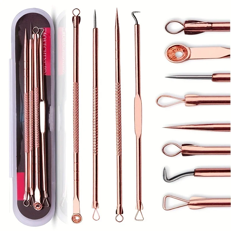 4PCS Stainless Steel Acne Needle Set for Removing Blackheads, Acne, and Pimples, Cell Clip, Acne Needle, Acne Clip, 4-Piece Set