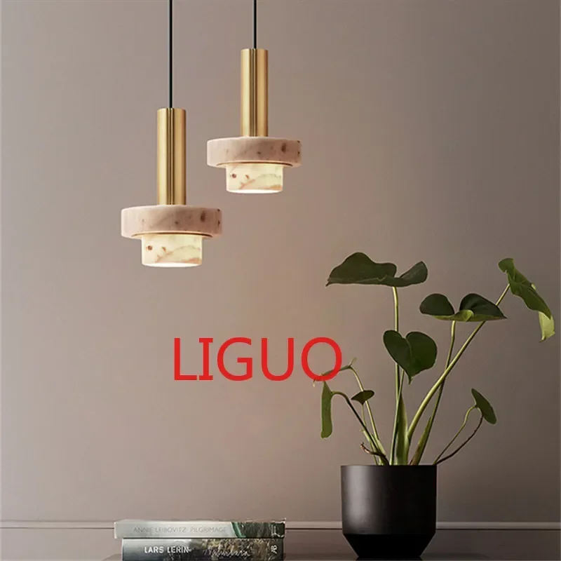 Marble pendant light Nordic Bedroom Bedside minimalist potlight Led Bar Restaurant Stone dining room light fixtures