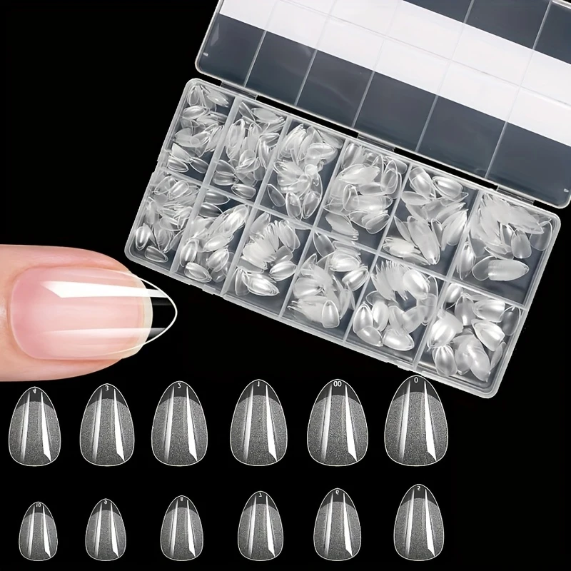600 Stück künstliche Nagelspitzen, mit mattem und halbmattem Finish, in den Formen Mandel, French Coffin, Stiletto, Oval und Quadrat, mit verstärkten Spitzen an der Vorderseite. – Detail 5