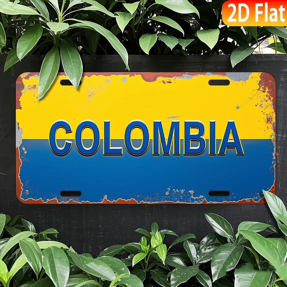 Letrero de aluminio estilo placa de matrícula vintage de Colombia, placa decorativa para colgar en la pared, decoración multiusos para el hogar y el bar,