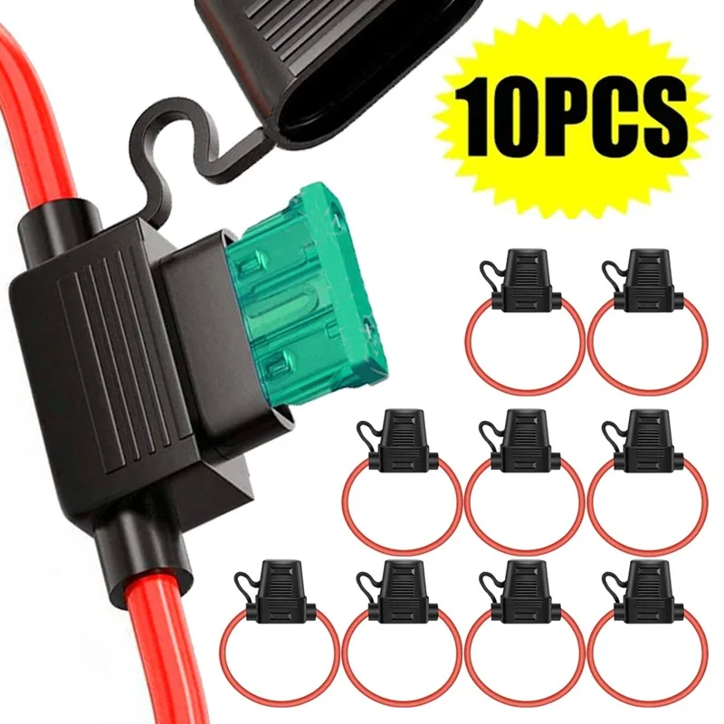 Caixa do porta-fusível do carro, mini lâmina, impermeável, selado, soquete na linha de corte, interruptor adaptador, tamanho pequeno, 5 pcs, 10pcs