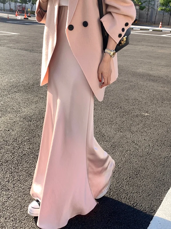 

Ele High Waist Fi Tail f Skirt Women's Korean Sle with Inner Luxury Aosphere Ci Commute Asymmetric Skirt