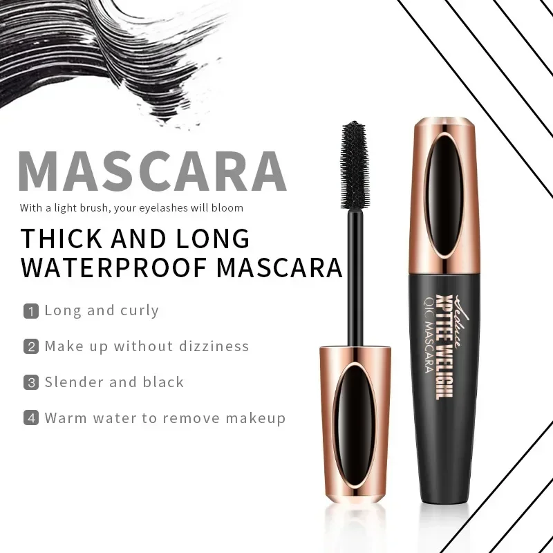 Color Makeup QIC Film Strength Eye Black Waterproof Thick Fiber Long Curl Silicone Brush Head 4D Mascara