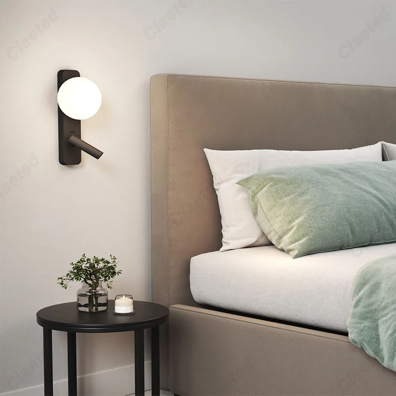 Creative New Simple LED Reading Wall Lamp with Switch and Rotatable Angle Bedroom Bedside Decorative Lighting