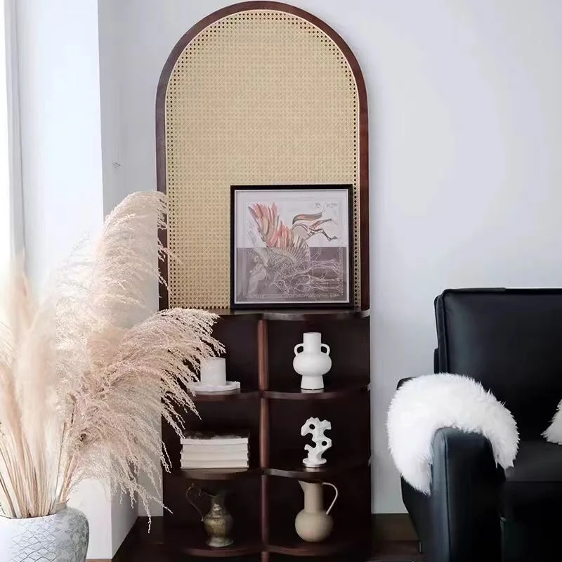 Rattan partition display screen corner, Chinese storage seat screen