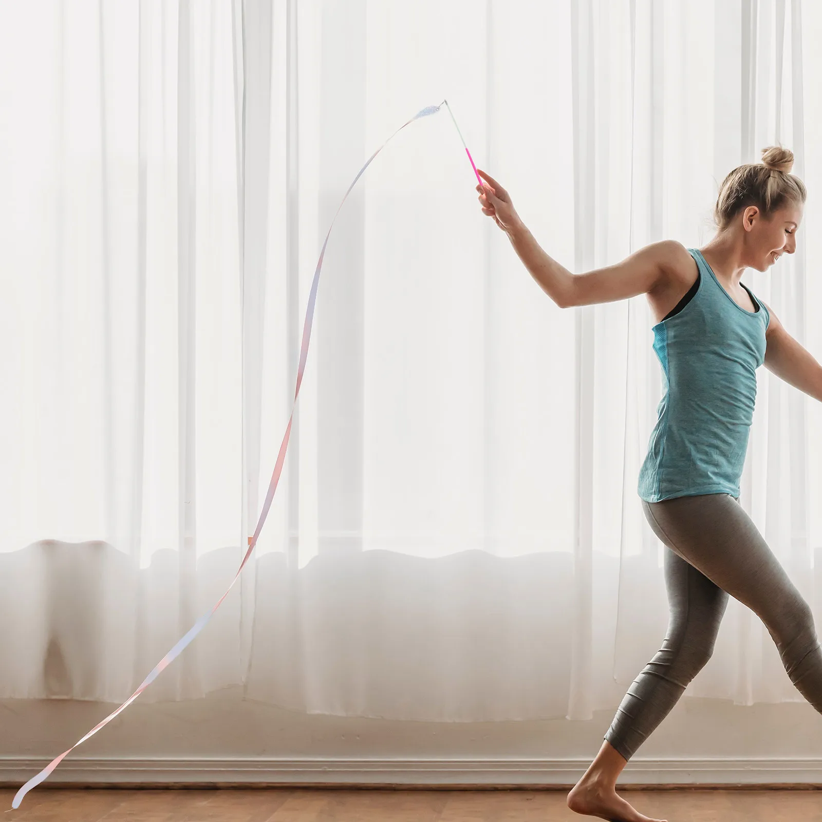 

2Pcs Gymnastics Dance Ribbon Shining Polyester Streamers for Competition Performance Supplies Ribbon Polyester Streamer