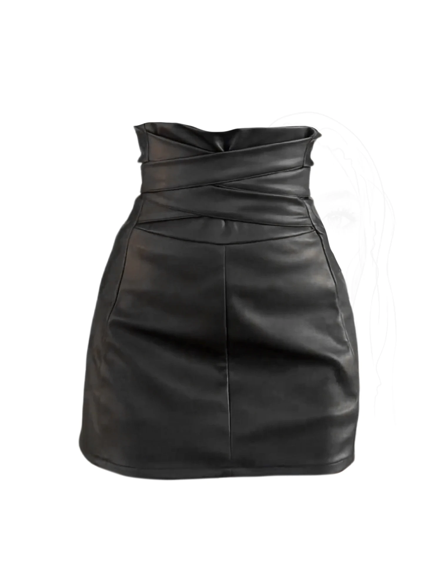 Women's Black Gothic PU Leather Skirt Vintage Aesthetic High Waist Mini Skirt Harajuku Y2k Emo Short Skirts 2000s Clothes Summer