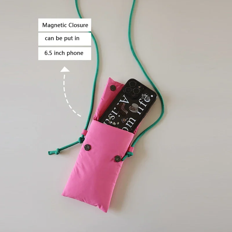 

New Fashion Cute Phone Bag Simple Green Rose Red Shoulder Bag Crossbody Bag Girls Fabric Small Bag Storage Bag Purse Card Holder
