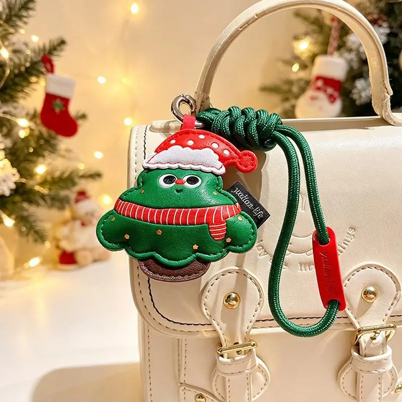 Weihnachtliche PU-Schlüsselanhänger mit niedlichem Aufdruck, robustes Lanyard, langlebig für Weihnachtsfeiergeschenke, Feiertagsgeschenke, Handtaschendekoration. – Detail 10