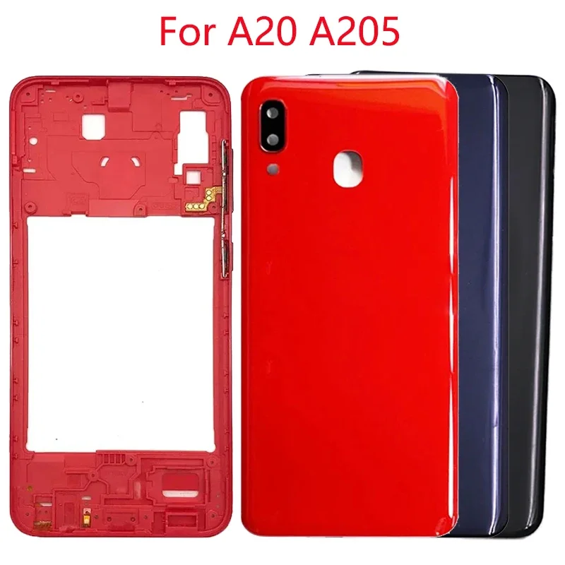 Middle Frame For Samsung Galaxy A20 A205 Back Battery Cover LCD Frame Rear Door Housing Bezel