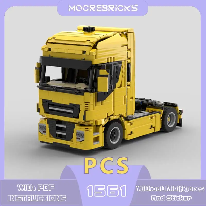 Ultimate Collection Yellow Truck Head Model MOC-153455 City Trailer Freight Transport Vehicles Building Blocks Bricks Kids Toy