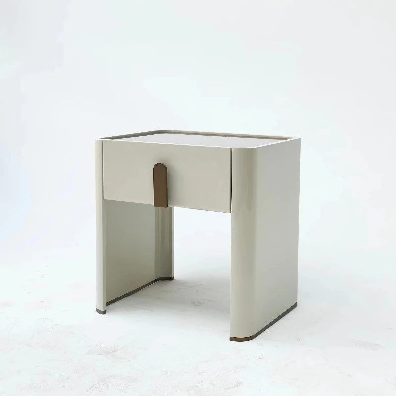 Luxury Grey Wooden Bedside Table 2 Drawer Smart Bedside Table Bedroom Application Bedside Table