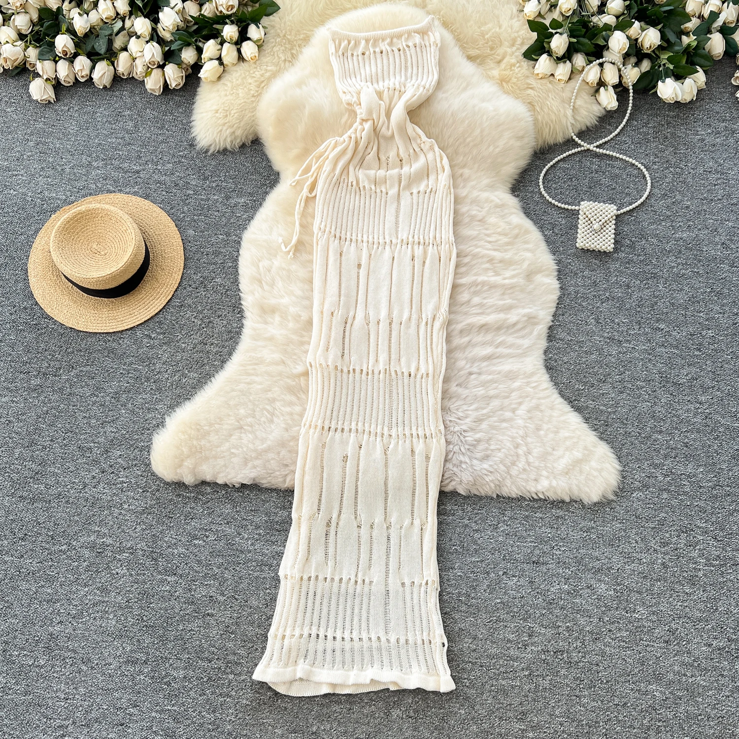 Chic vintage senza maniche scava fuori maglia sottile elegante fata moda coreana Boho vestito estivo abbigliamento donna