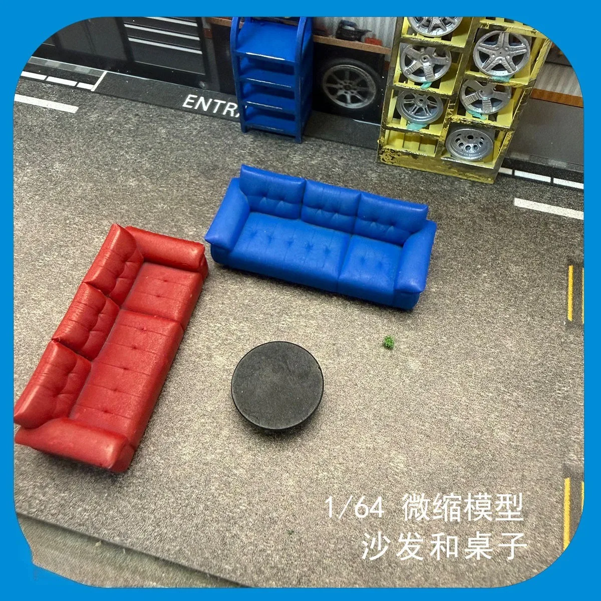 1/64 Diorama Maintenance Workshop Sofa Model Set Garage Scene Accessories Indoor Sofa Furniture Model Props