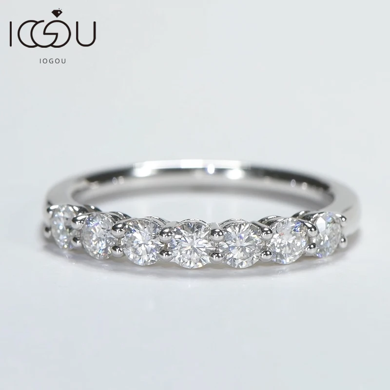 

IOGOU 3 мм 4 мм кольцо с муассанитом полувечности 5 камней 7 камней штабелируемые обручальные кольца для женщин 925 серебряные украшения на палец