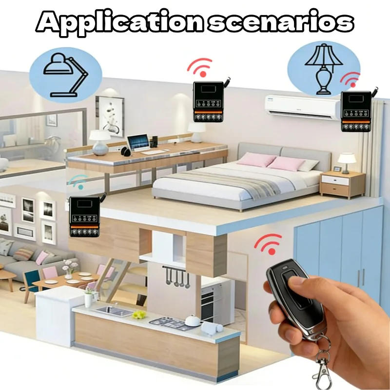 433Mhz Wireless Remote Control Switch AC 85-256V 30A Relay 1CH Receiver Controller and 1/2-botton RF 433 Mhz Transmitter