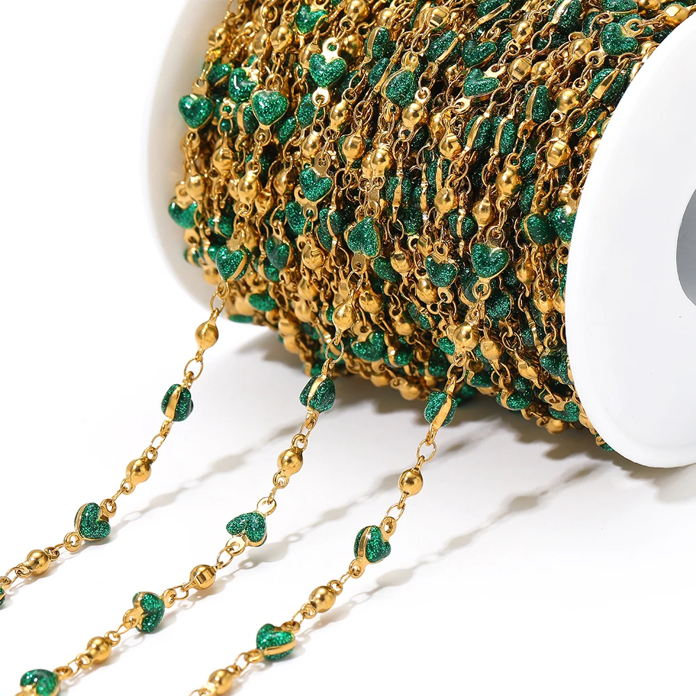 1 Meter Edelstahlperlen-Herz-Emaille-Ketten in Großpackung für DIY-Schmuckherstellung, Ohrringe, Halsketten, Armbänder und Zubehör – Detail 5