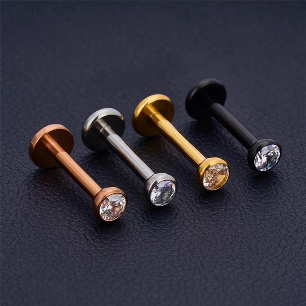 5/10Pc ASTM F136 G23 Ttiani Piercing Labret Lip Stud 2/2.5/3/4mmCZ 16G Gwint wewnętrzny Stud Ucho Tragus Chrząstka Helix Biżuteria — zdjęcie 4