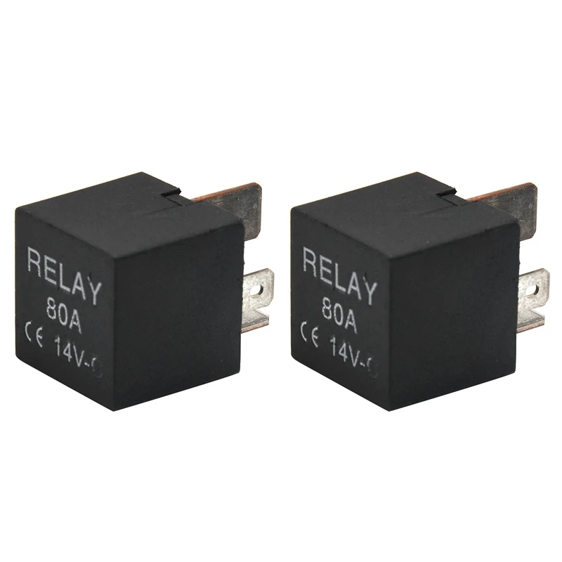 2 PCS Waterproof Automotive Relay 12V 70Amp 80Amp 4 Pin Normally Open Car Relay For Head Light Air Conditioner