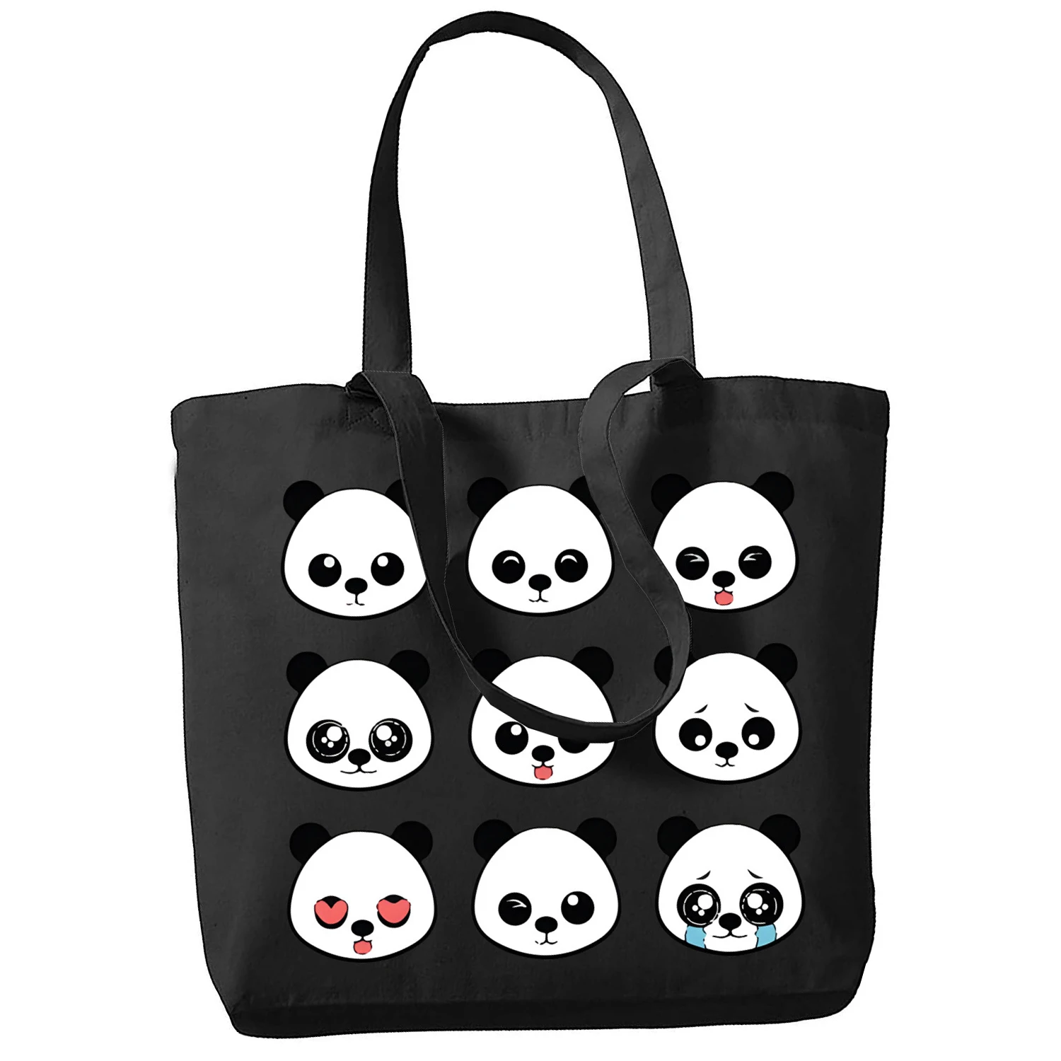 All I Want To Do Is Panda No Today Print Reusable Shopping Bag Women Canvas Tote Bags Printing Bag Cartoon Shopper Shoulder Bags