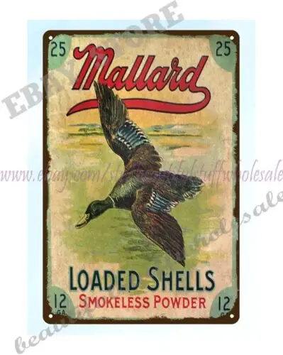 cool s Clinton Cartridge Co. Mallard Loaded Shells hunting ammo metal tin sign