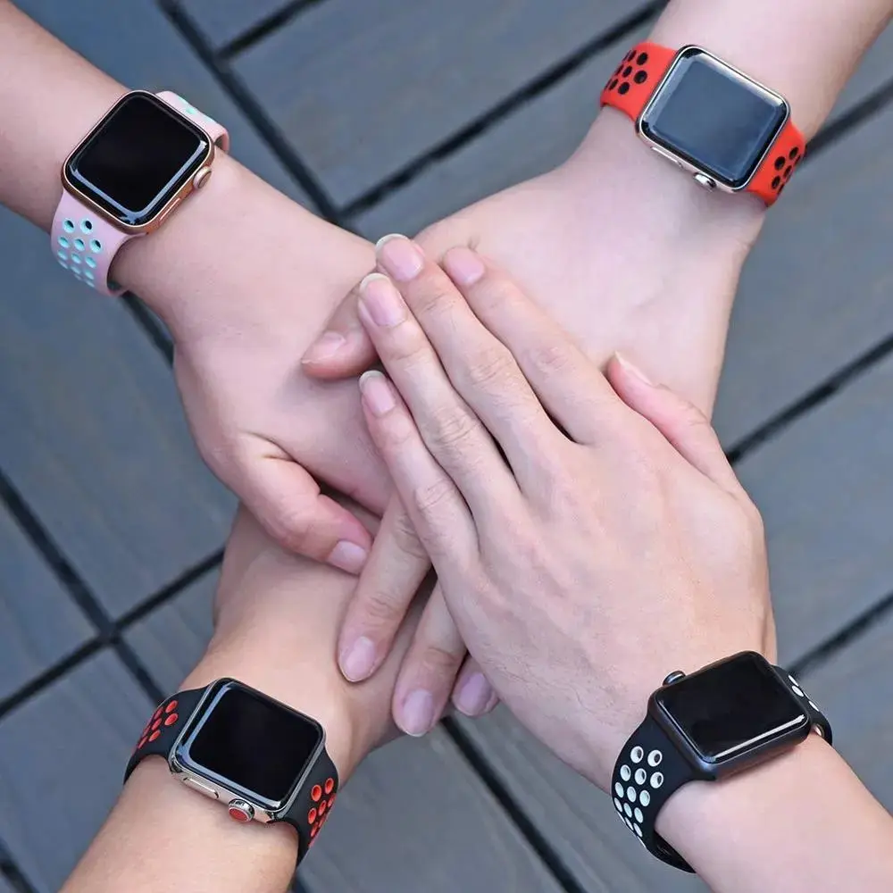 For apple Watch Straps 44mm 40mm 49mm 45mm 41mm 42mm 46mm for nike Silicone bracelet correa iWatch Series Ultra 2 8 SE 7 6 9 10