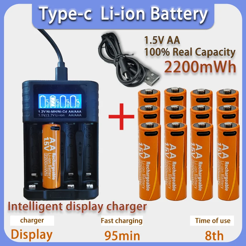 

2026 New High Performance True Capacity TYPE-C Rechargeable Lithium Battery AA AAA 1.5V Rechargeable Battery Camera Game Console