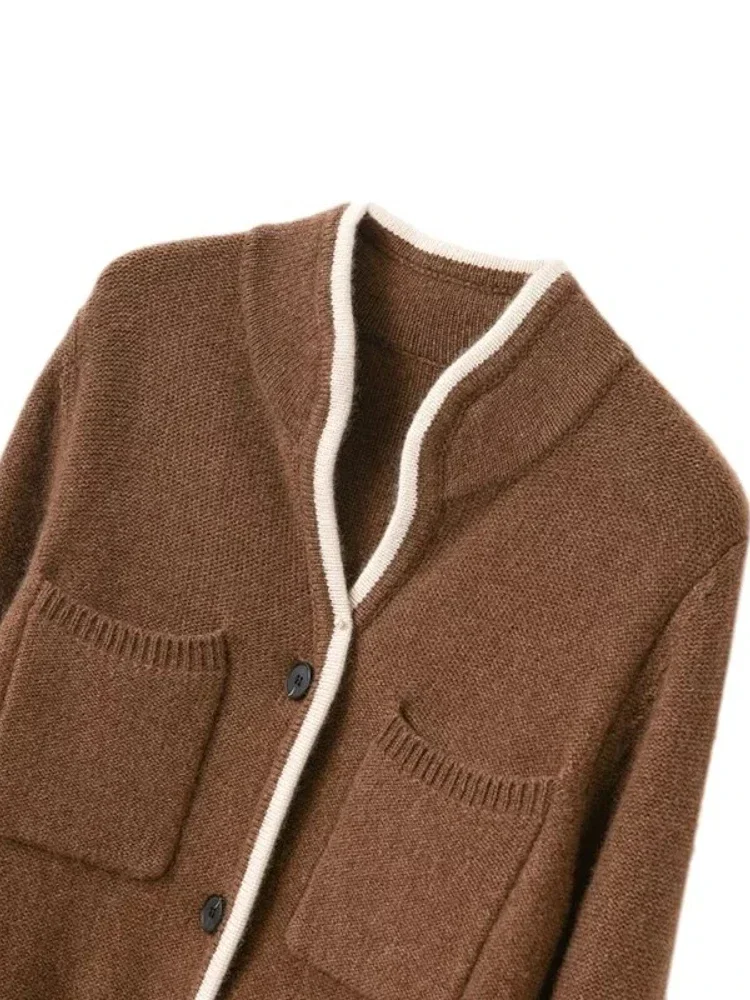 Qnpqyx neue Herbst Winter Pullover Frauen einfarbig Stehkragen lässige Tops koreanische Mode weibliche Jacken weiße Strickjacke Frauen