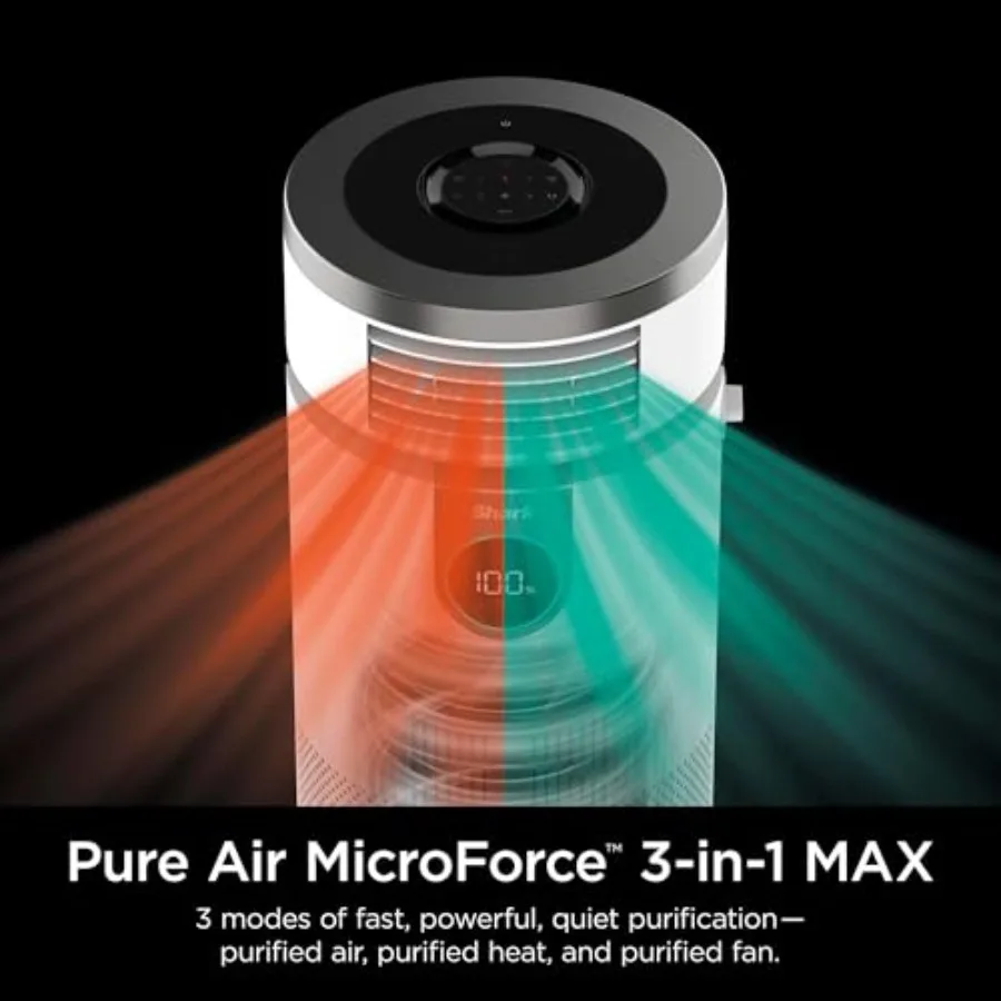 HC502 Ventilador aquecedor MAX purificador de ar 3 em 1 Clean Sense com filtro HEPA para salas grandes de até 1000 pés quadrados, ideal para cozinhas e I