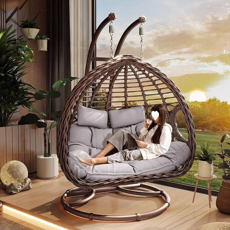 Casa de balanço exterior de jardim, cadeira de balanço com cesta suspensa dupla interna