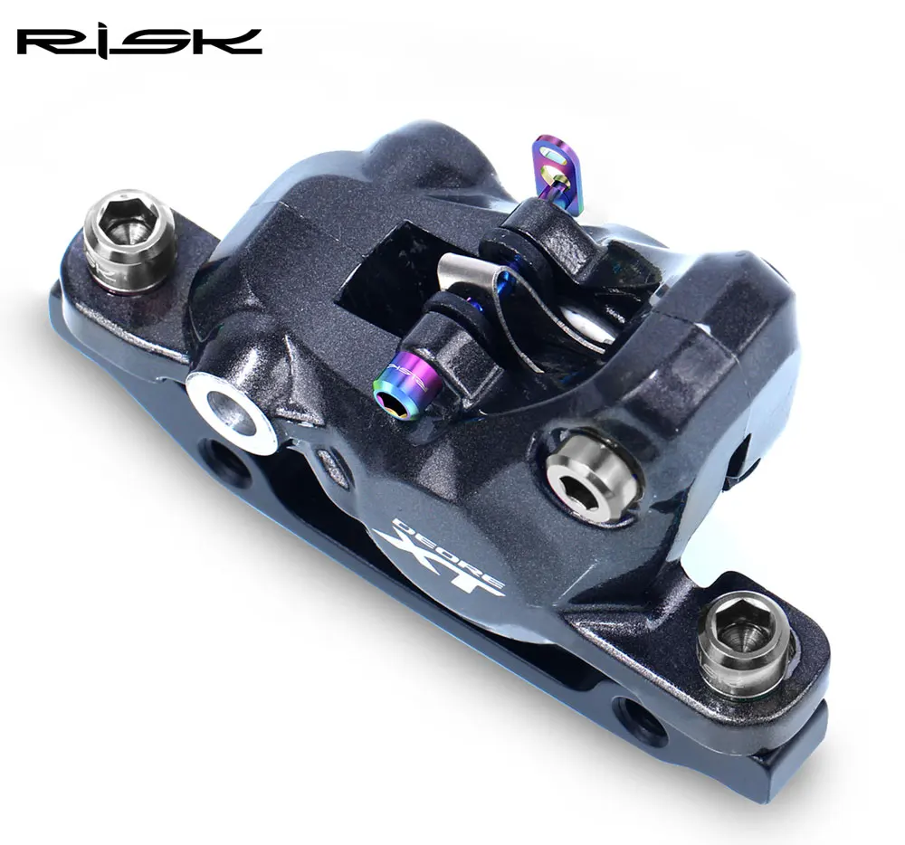 RISK 2 Stück Fahrradschrauben M4x26mm Fahrradbremsen-Stecker/Sicherungsring Scheibenbremsen-Klemmschraube MTB Fahrrad Titanlegierung Bremsenstecker – Detail 5