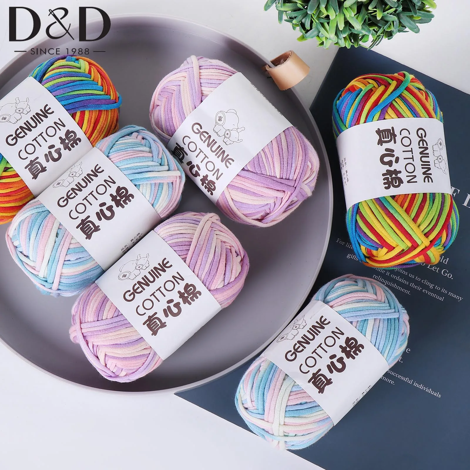 50g/Ball 80M Soft Cotton-Nylon Yarn Knitting Cotton Crochet Knitting Yarn for Beginners with Easy-to-See Stitches Crocheting