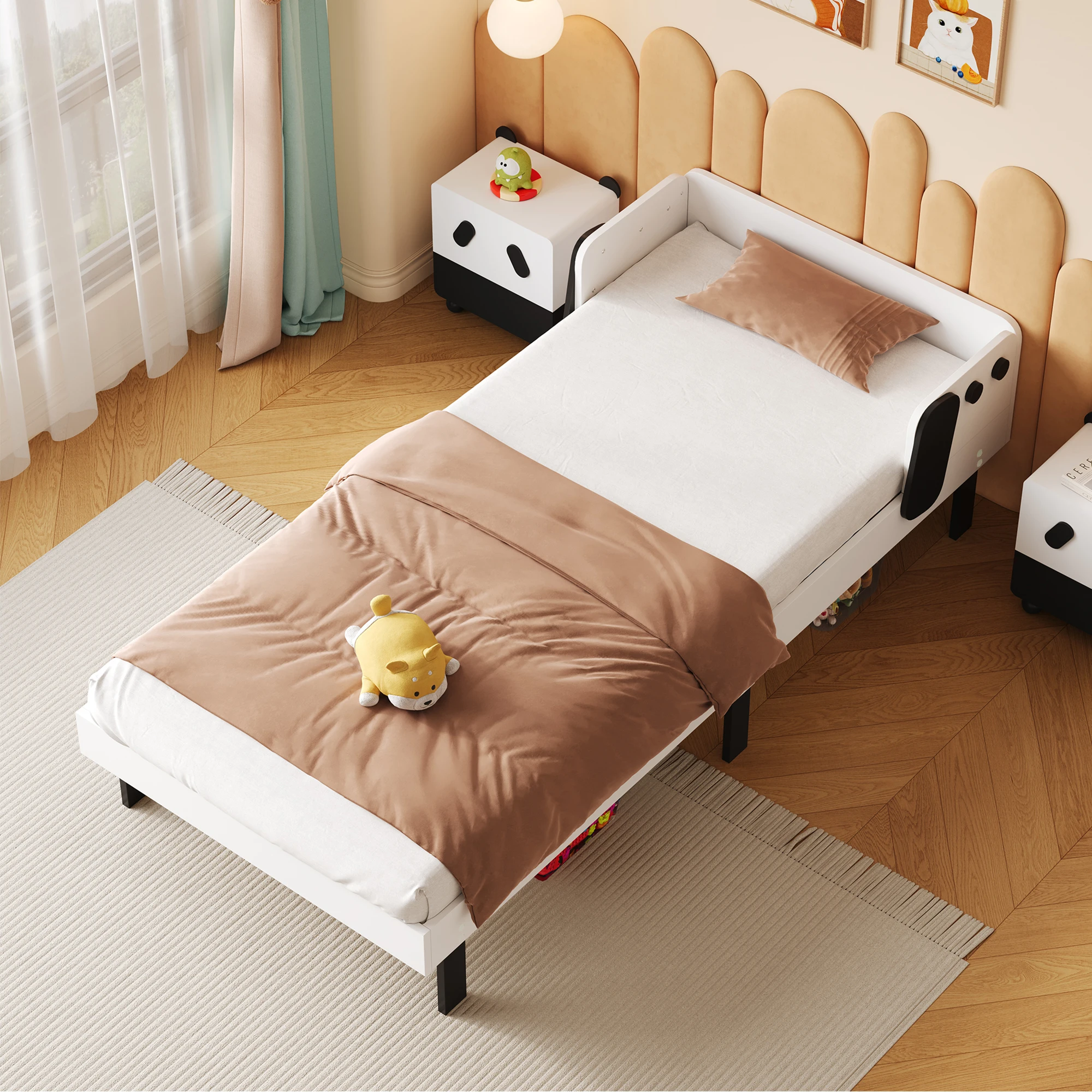 Anajqaqia 90×200 cm Kinderen eenpersoonsbed. Gestoffeerd bed met lattenbodem, diverse soorten bedframes, zonder matras