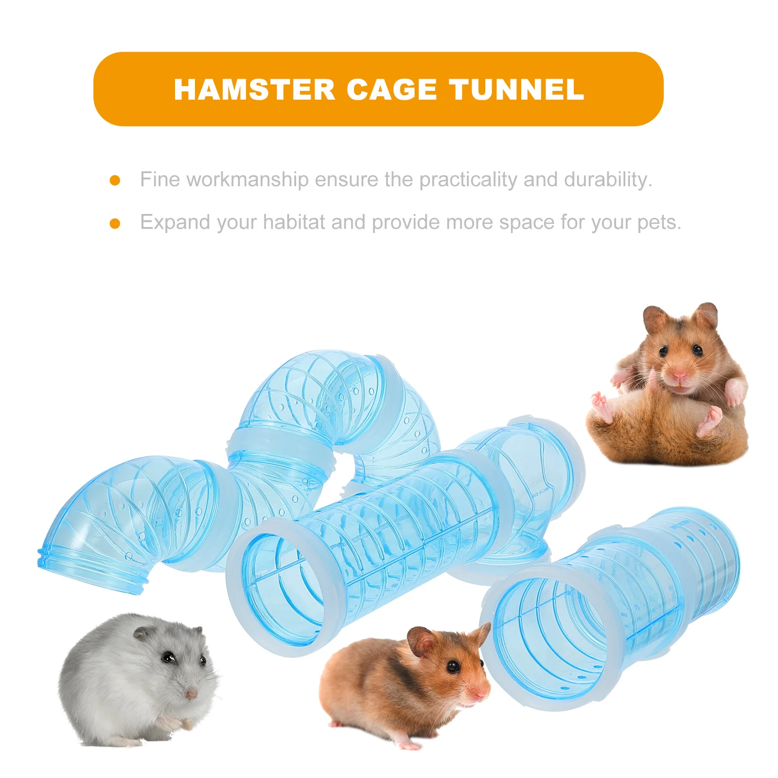 

1 set Plastic Hamster Tunnel Pipeline Module Maze Cage Accessories Blue Tubes Durable Strong DIY Expand Habitat Promote Exercise