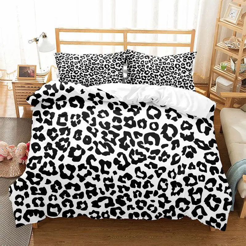 

Leopard Print Duvet Cover Set King Queen Full Size Polyester Bedding Set African Animal Cheetah Print Perfect For Man And Woman