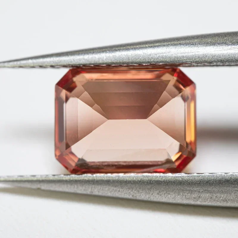 Lab Grown Sapphire Sunset Orange Color Emerald Cut VVS1 Selectable AGL Certificate Gemstone Charms DIY Jewelry Making Materials