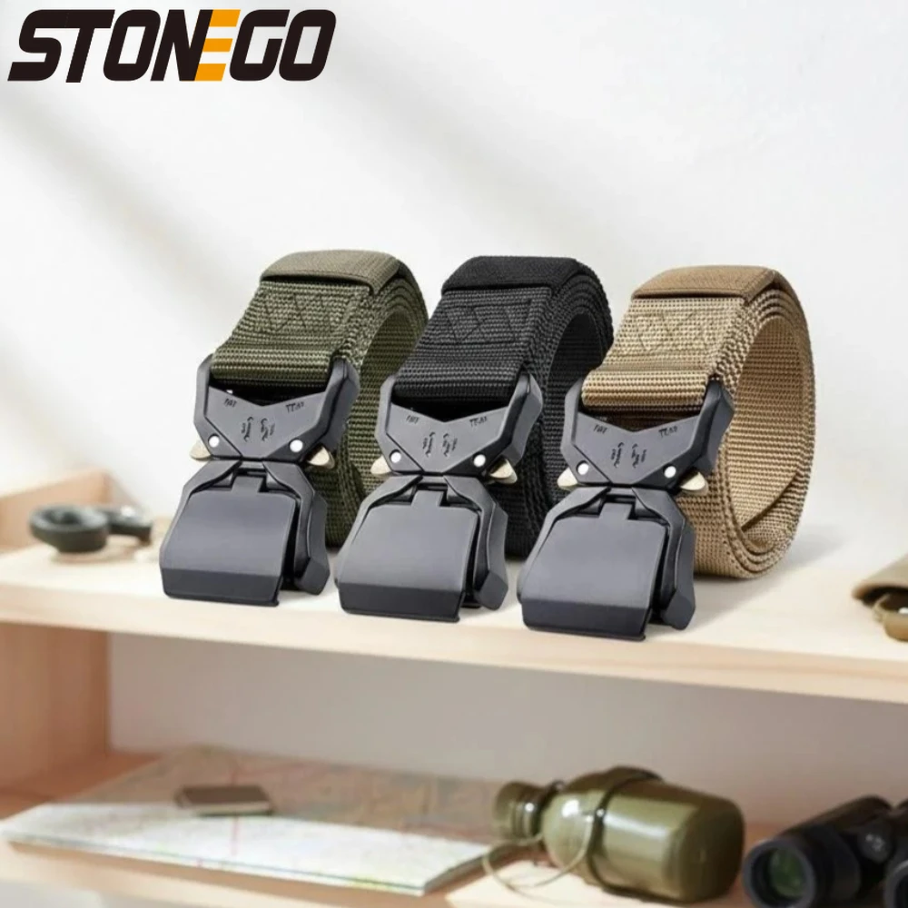 

Тактический нейлоновый ремень с автоматической пряжкой для военной подготовки, походов, кемпинга, регулируемый холщовый поясной ремень