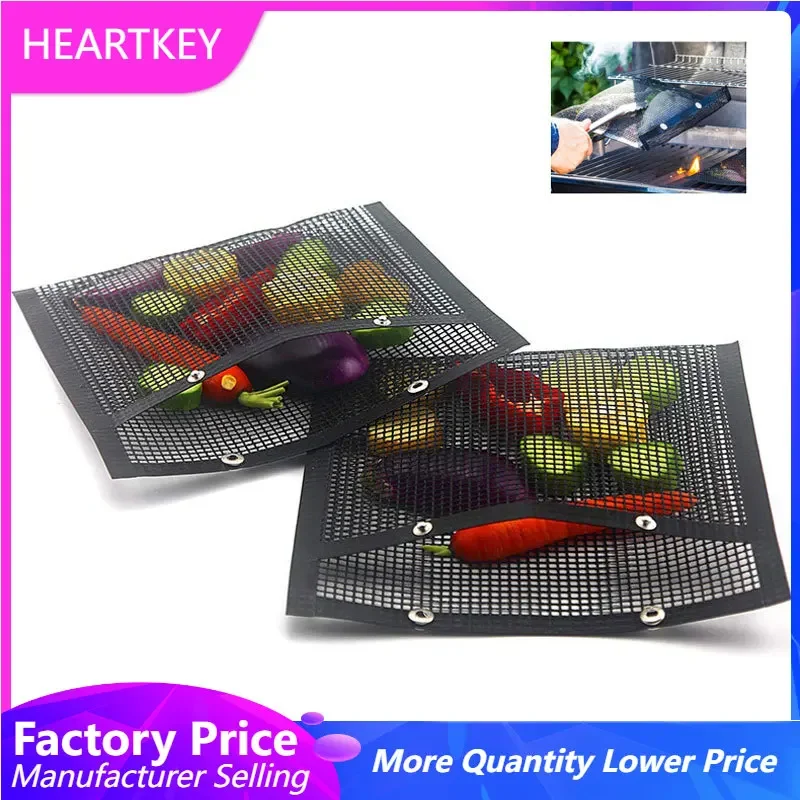 

BBQ Mesh Grill Bags Non-Stick Grilling Mat Reusable Portable Barbecue Rack Baking Pad Heat-Resistant Outdoor Camping Accessories