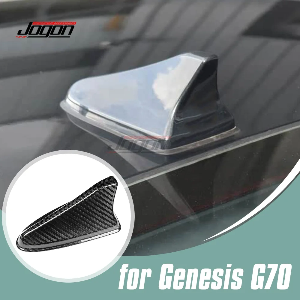 

Real Carbon Fiber Exterior Car Roof Shark Antenna Radio Shark Signal Aerial Fin Cover Trim Accessories For Genesis G70 2018-2025