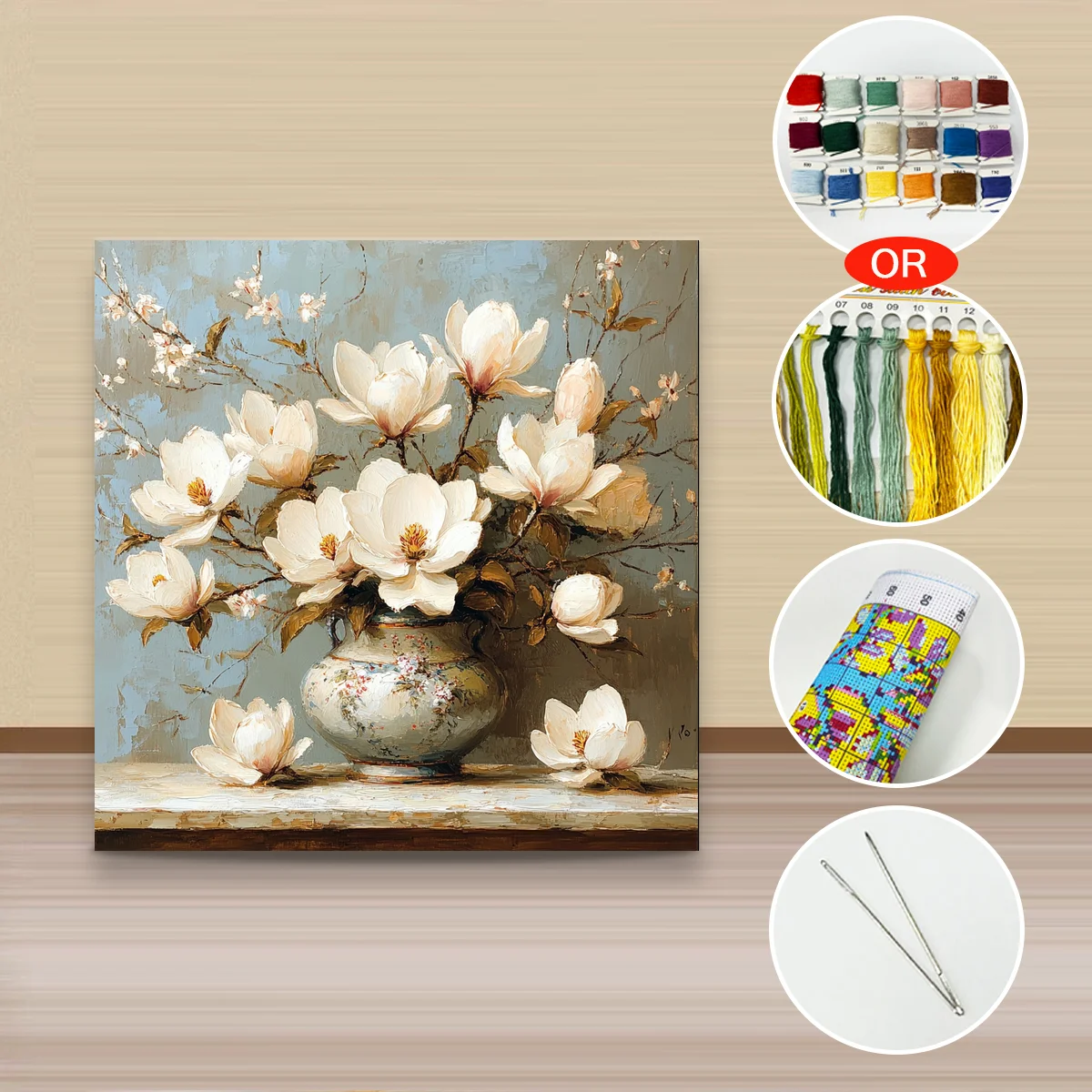 1 Stück 40x40 cm/15,74 Zoll, 11CT/14CT Kreuzstich-Set, DIY Valentinstagsgeschenk, Stickerei-Set für Festivals, Blumen – Detail 3