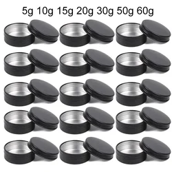 50Pcs Black Empty Candle Jars with Lid Wholesale 5/10/15/20/30/50/60g Aluminum Tin Can Metal Box Lip Balm Skincare Container